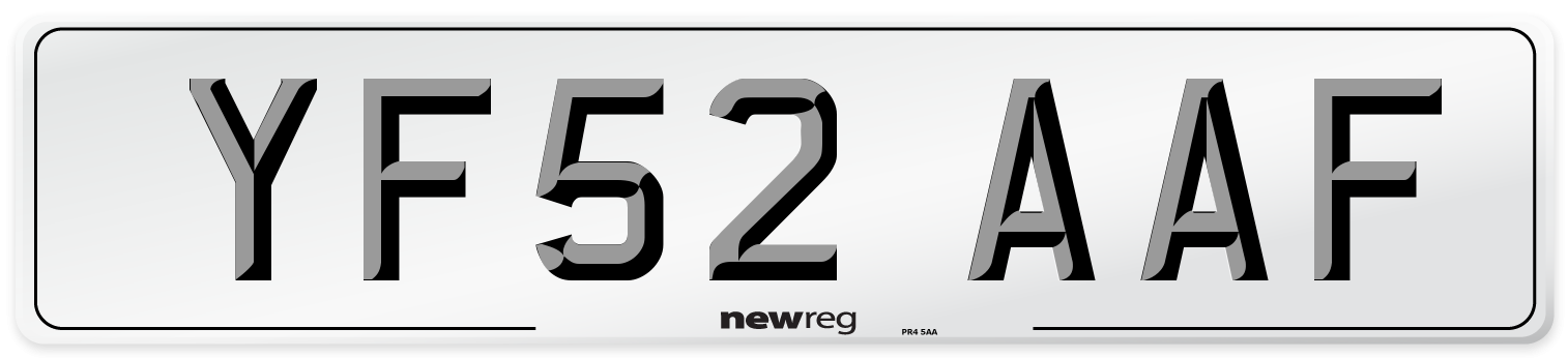 YF52 AAF Number Plate from New Reg